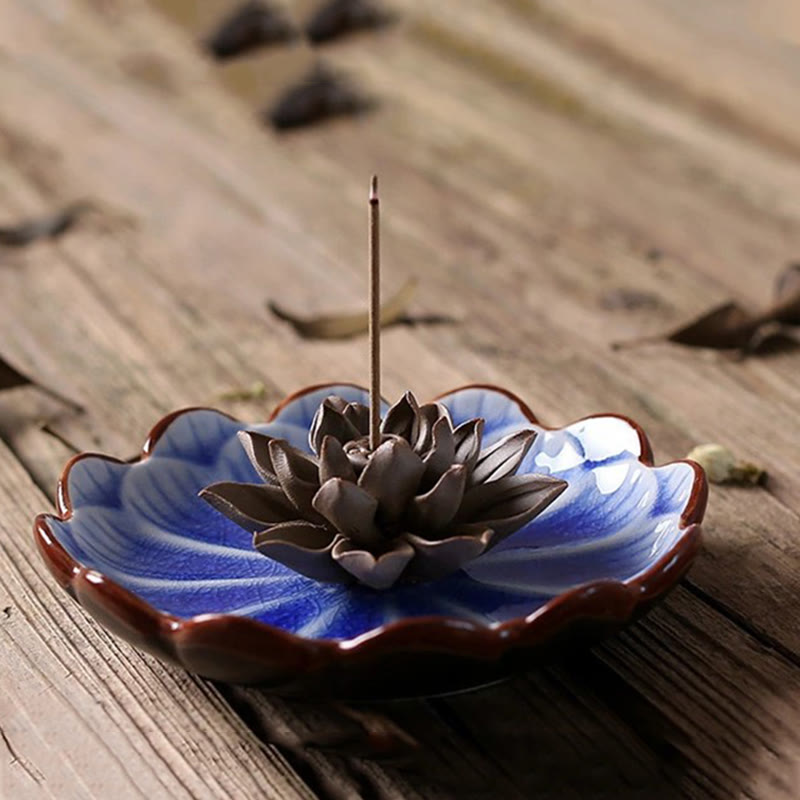 Buddha Stones, Lotus-Muster, heilende Keramik-Räuchergefäß-Dekoration