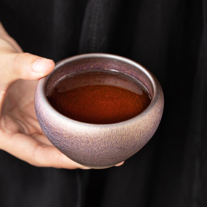 Buddha Stones Vintage Lila Regenbogen Chinesischer Jianzhan Ofenwechsel Porzellan Teetasse Kung Fu Teetasse