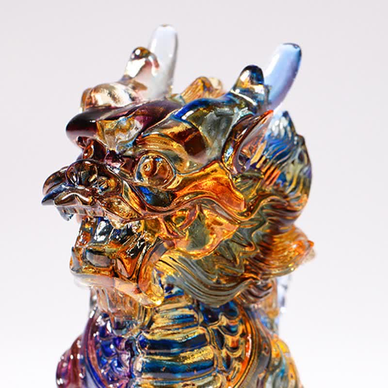 Feng Shui Kirin handgefertigtes Liuli-Kristall-Kunstwerk, Glücksdekoration für Zuhause und Büro
