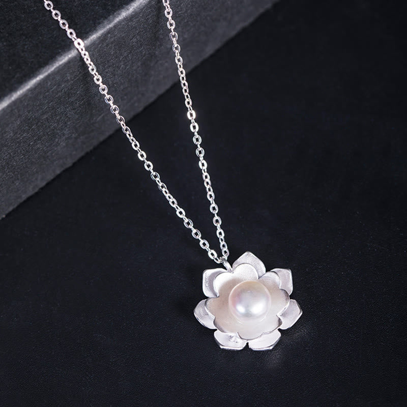 Buddha Stones 925 Sterling Silber Lotusblüten-Perlen-Neuanfang-Halskettenanhänger