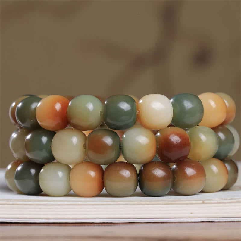 Buntes Bodhi-Samen-Friedens-Weisheits-Armband mit Buddha Stonesn