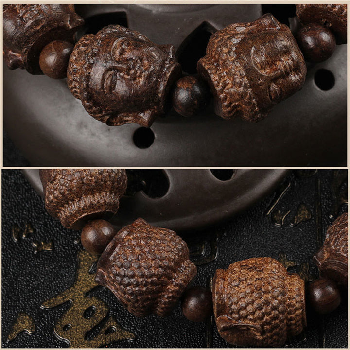 Buddha Stones Agarwood Buddha geschnitztes ruhiges Armband