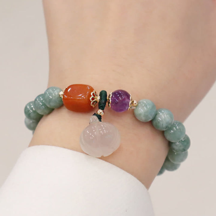 Cyan Jade Lotus Kürbis Wunsch Frieden Schnalle Amethyst Kristall Heilung Armband