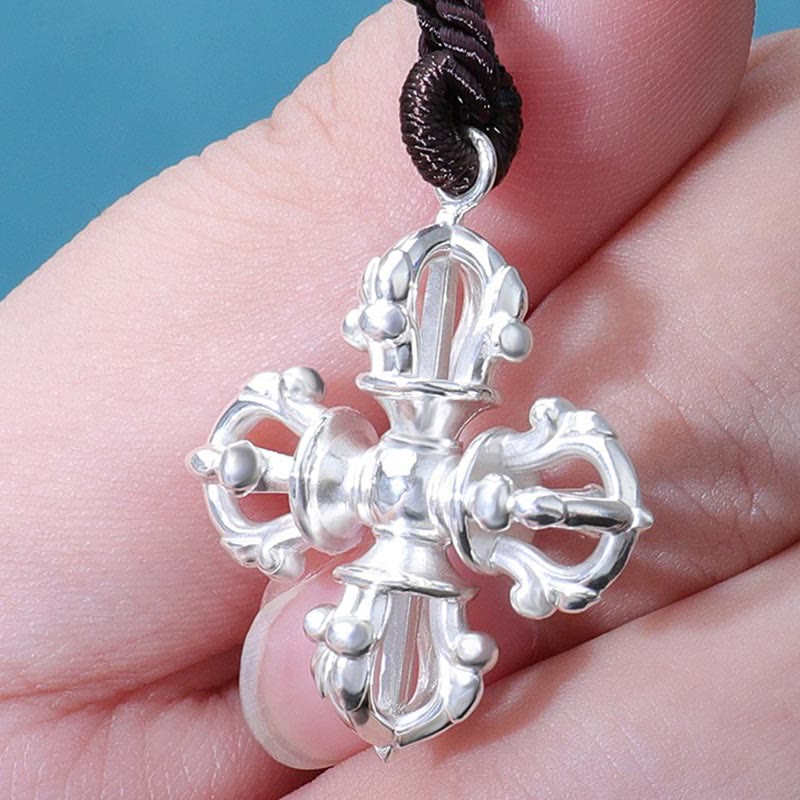 999 Sterling Silber Doppel Dorje Vajra spirituelle Kraft Stärke Halskette Anhänger