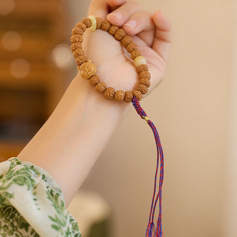 Buddha Stones Tibet Rudraksha Bodhi Samen Amulett Reichtum Glück Armband