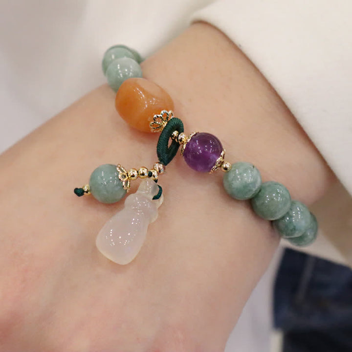 Cyan Jade Lotus Kürbis Wunsch Frieden Schnalle Amethyst Kristall Heilung Armband