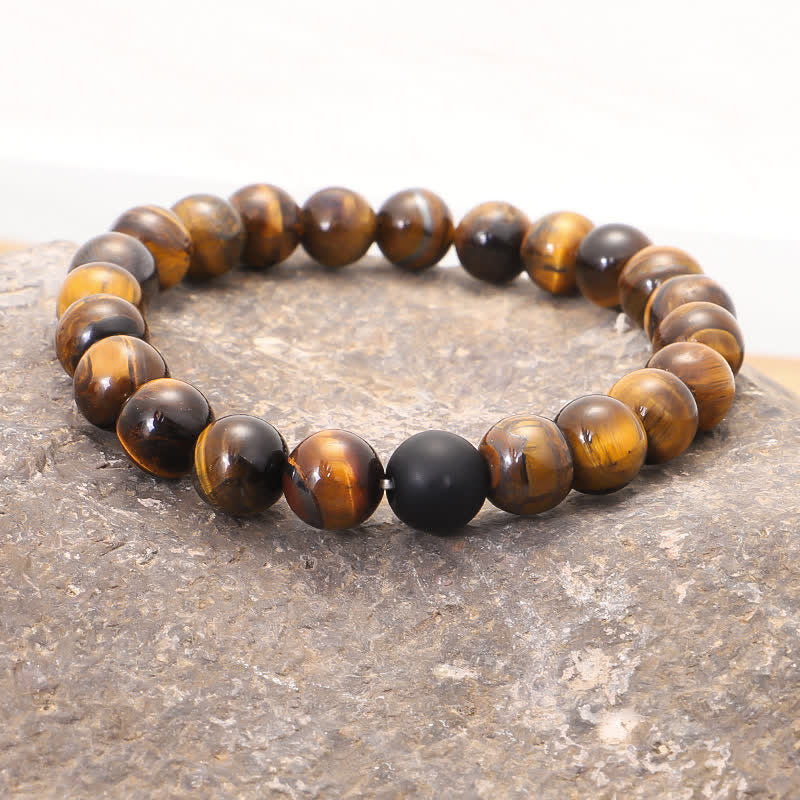 Buddha Stones 108 Perlen Mala Tigeraugenschutz Quastenarmband