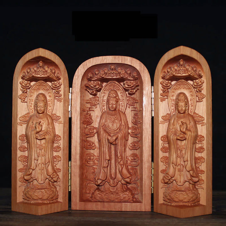 Avalokitesvara Kwan Yin Buddha Kirschholz Mitgefühl Heimdekoration Altar