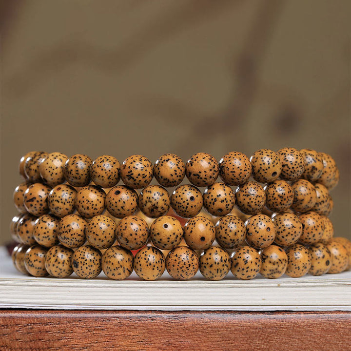 Buddha Stones, 108 Mala-Perlen, Bodhi-Samen, roter Achat, Glücksbringer-Armband