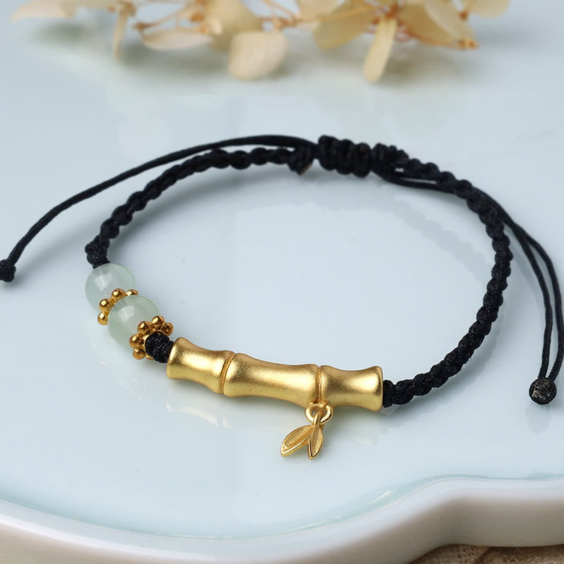 Geflochtenes Armband mit Buddha Stonesn, Bambus-Design, Glück, Stärke