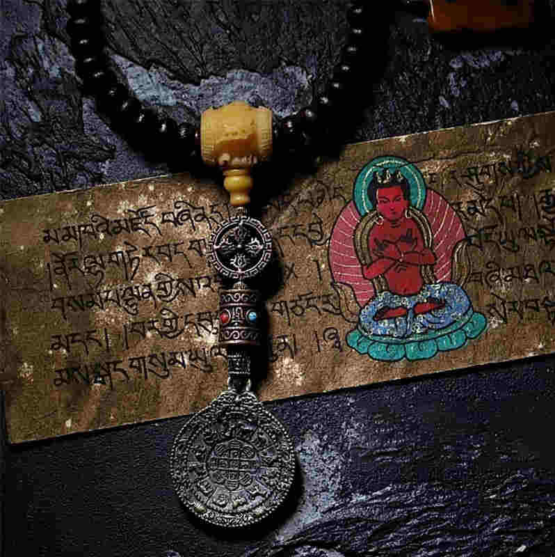 Tibet 108 Mala Perlen Lila Bodhi Samen Bagua Vajra Glücksgefühl Armband