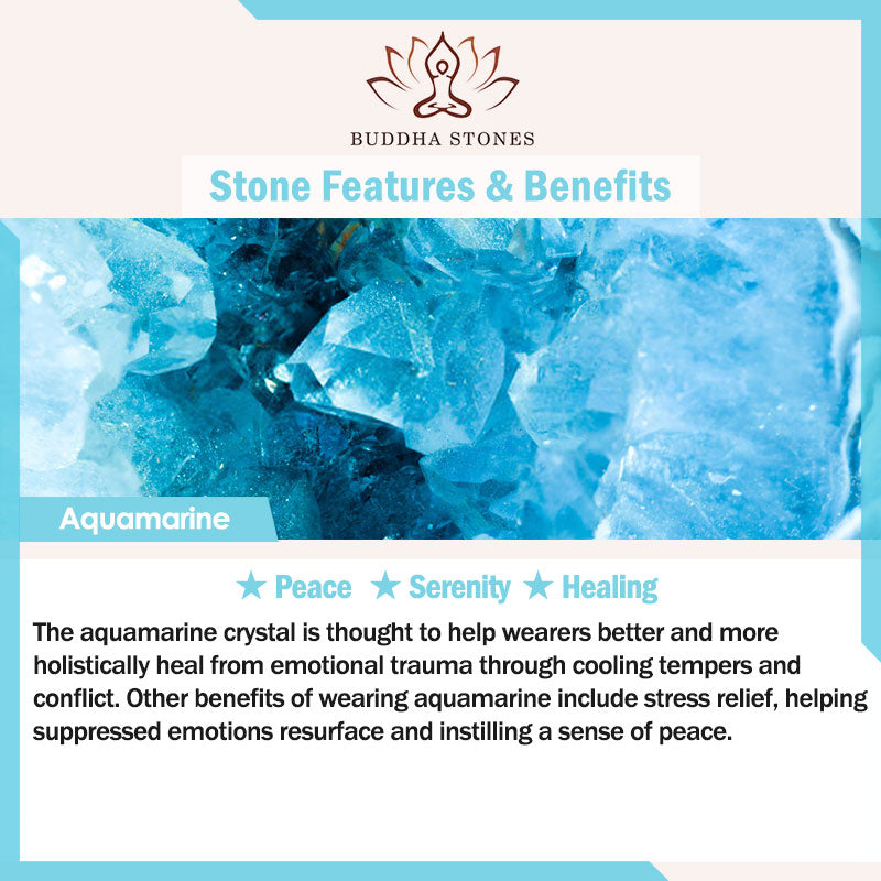 Buddha Stones 925 Sterling Silber natürliches Aquamarin Amethyst Lotus Heilung Charm-Armband