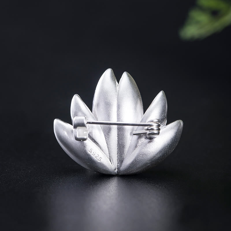 Buddha Stones 925 Sterling Silber Lotusblüten-Perlen-Neuanfang-Brosche