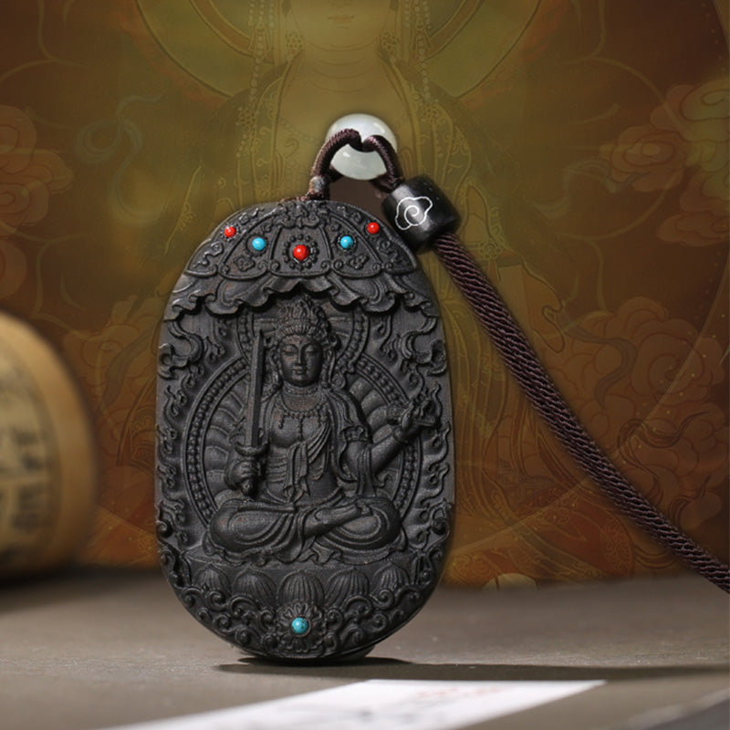 Chinesischer Sternzeichen Natal Buddha Agarwood Om Mani Padme Hum Lotus Peace Halskette Anhänger