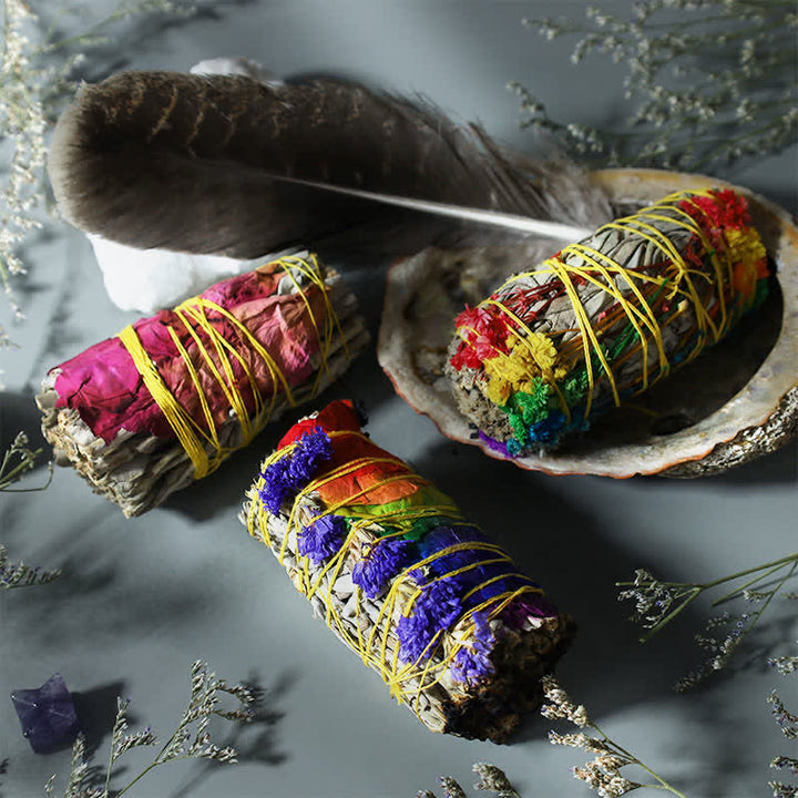 Buntes Räucherstäbchen mit Gänseblümchen und roten Rosenblüten für Zuhause, Reinigung, Räucherstäbchen, Heilung, Meditation, Räucherstäbchen, Rituale-Set