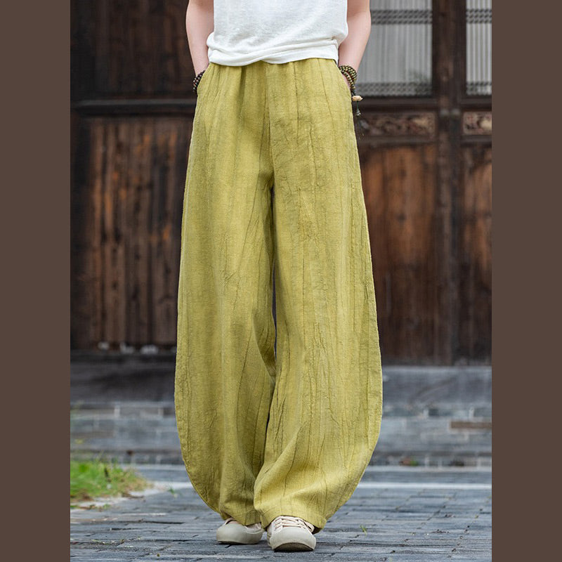 Buddha Stones Ramie Baumwolle Leinen Hose Tie-Dye Design Hose Lose Zen Yoga Damenhose mit Taschen