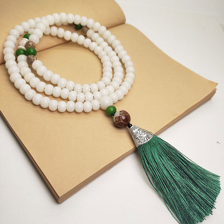 Weiß Bodhi Seed Mala 108 Perlen Schutzarmband