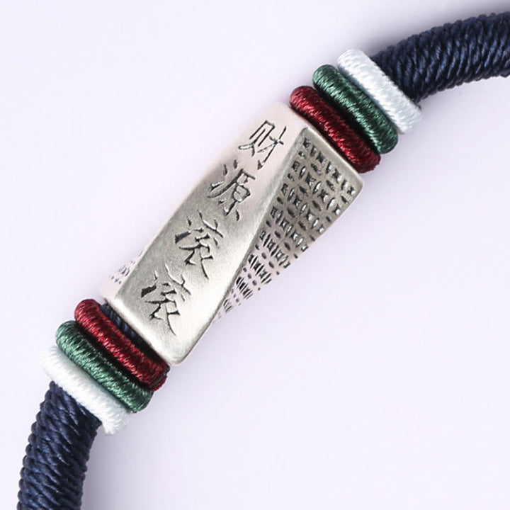 Buddha Stones, 999er-Sterlingsilber, Gewinne, die von allen Seiten einströmen, handgefertigtes Segensschnur-Schnalle-Armband