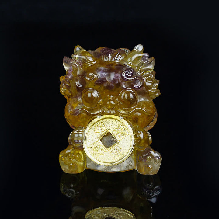 Buddha Stones, handgefertigt, niedlich, PiXiu, Goldmünze, Kristall, Fengshui, Energie, Reichtum, Glück, Heimdekoration