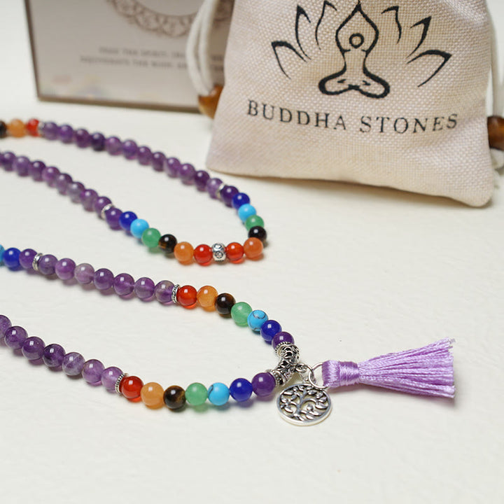 Buddha Stones, Heilkristall, Mala-Gebetsperlen, 108 Meditation, Heilung, mehrschichtiges Armband, Halskette