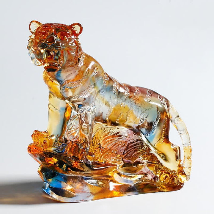 Handgefertigtes Liuli-Kristall-Tiger-Kunststück, Schutz-Heimdekoration