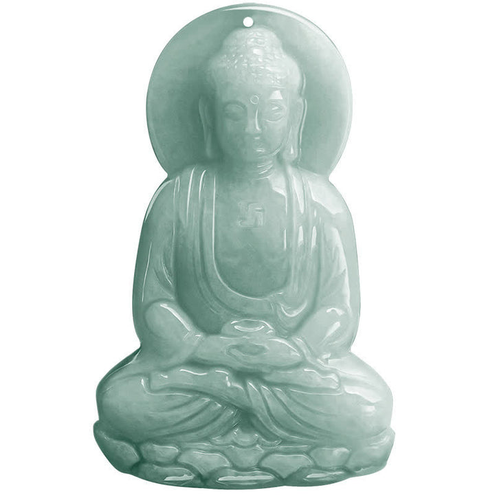 Buddha Stones Amitabha Buddha Jade Amulett Mitgefühl String Halskette