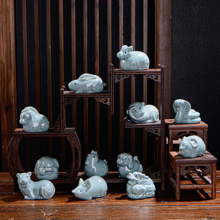 Buddha Stones, chinesisches Sternzeichen, Reichtum, Keramik, Teehaustier, Heimfigur, Dekoration