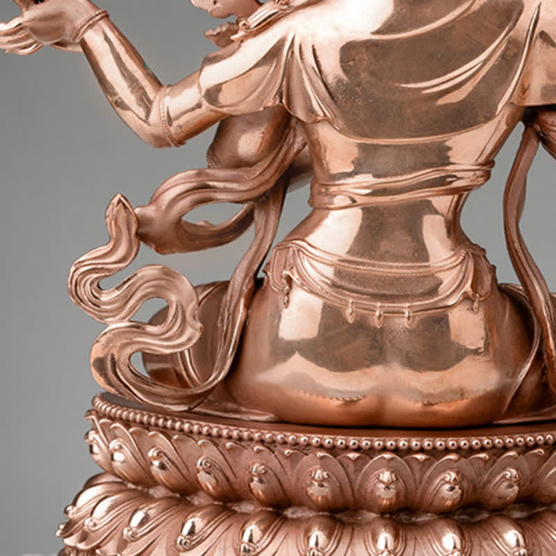 Vierarmige Manjusri Bodhisattva Figur Serenity Kupfer Statue Dekoration