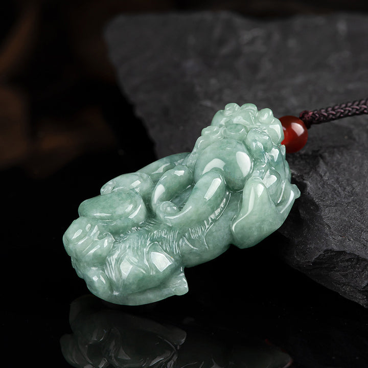 Buddha Stones Jade PiXiu Reichtum Glück String Halskette Anhänger