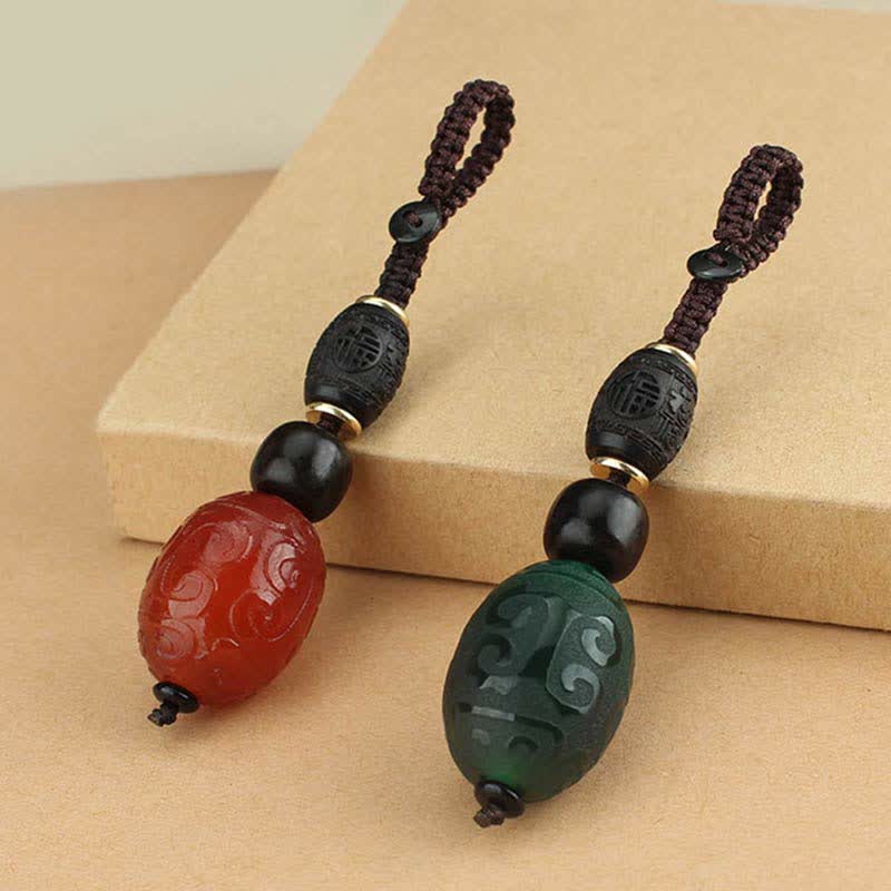 Buddha Stones Red Agate Green Agate Confidence Calm Schlüsselanhänger