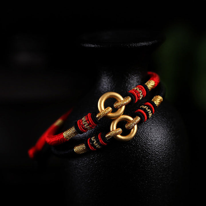 Buddha Stones FengShui Lucky Red String Couple Armband