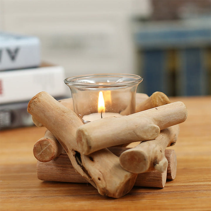 Buddha Stones Holz Kerzenständer Home Kerzenhalter Dekoration