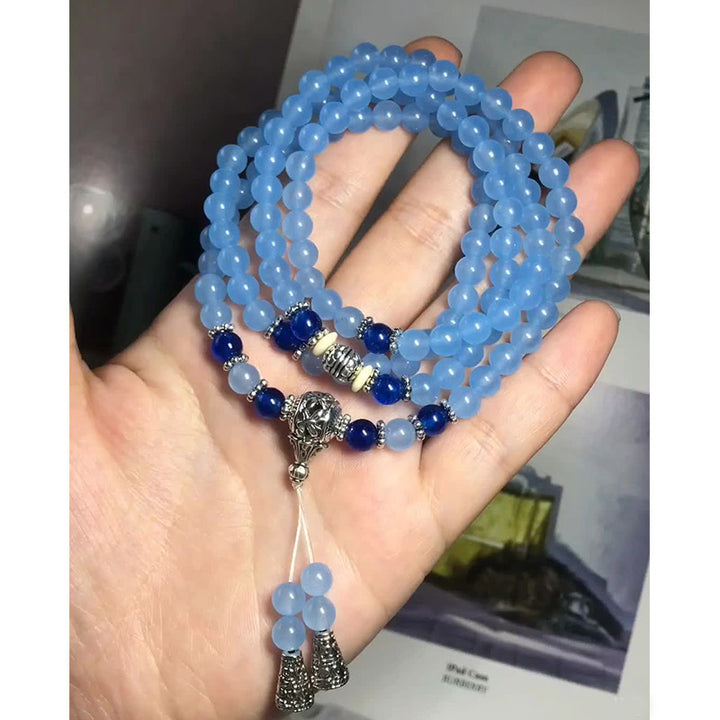 108 Perlen Blaues Kristall-Heilarmband Mala