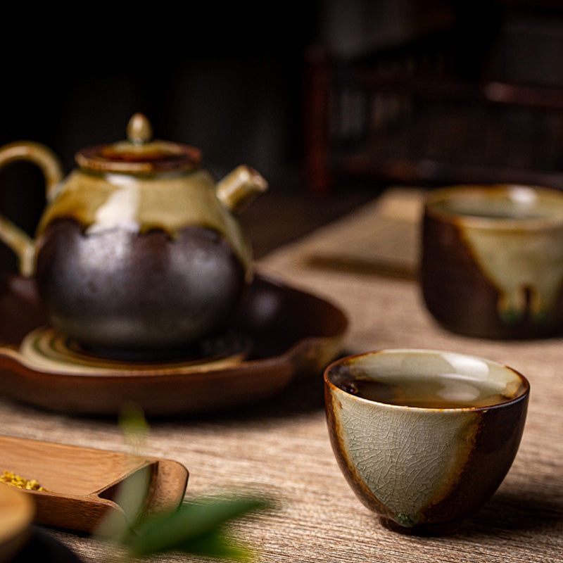 Buddha Stones Retro Brown Kiln Change Keramik Teetasse Kung Fu Teetasse