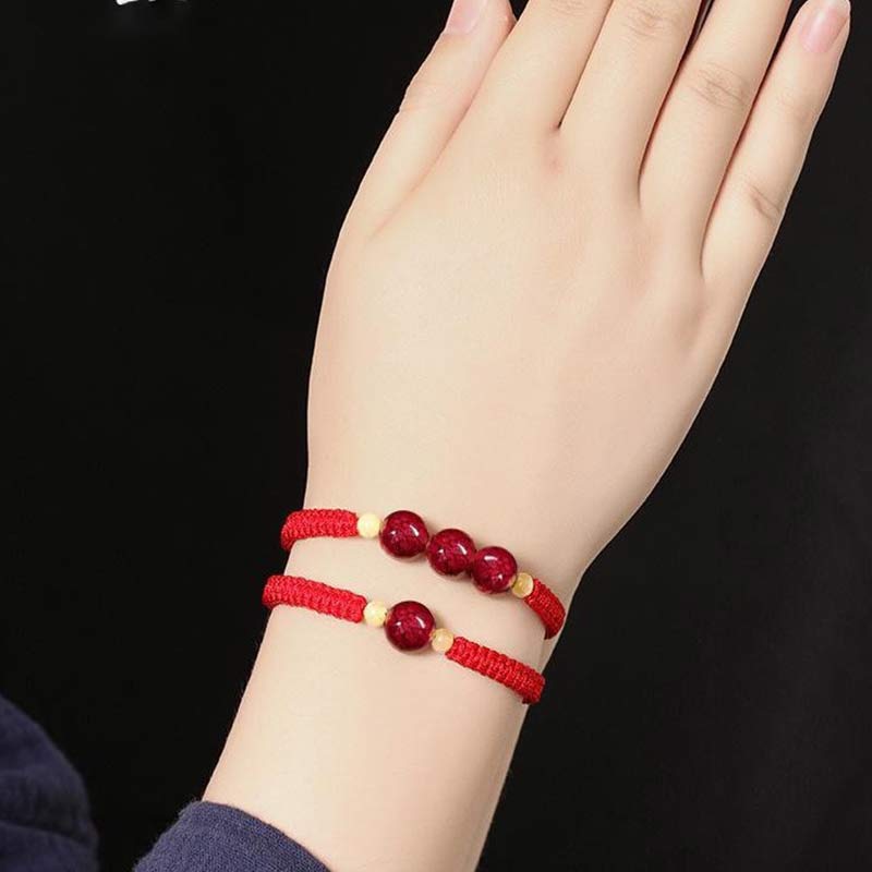 Buddha Stones Cinnabar Blessing Rotes Schnurarmband für Kinder