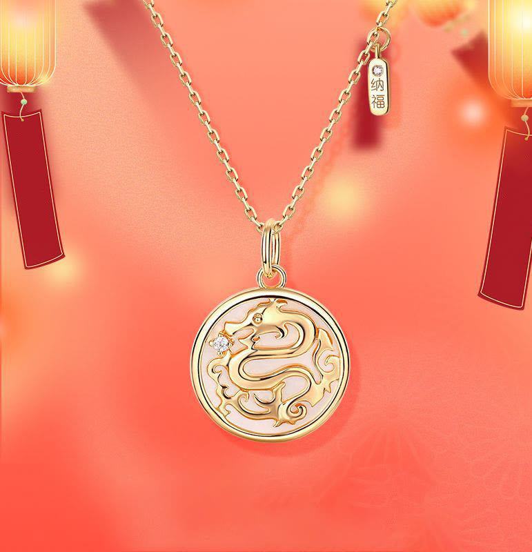 ❗❗❗Ein Blitzverkauf – Buddha Stones 925 Sterling Silber Tridacna Stein Jahr des Drachen Fu Charakter Glück Stärke Halskettenanhänger