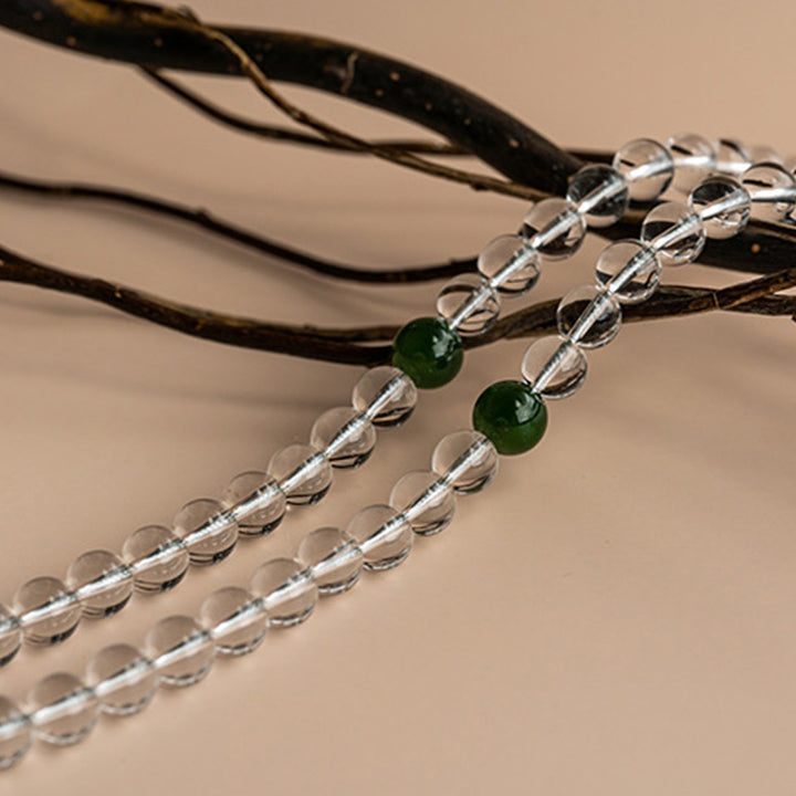 108 Perlen Weiß Kristall-Jade-Meditationsarmband Mala