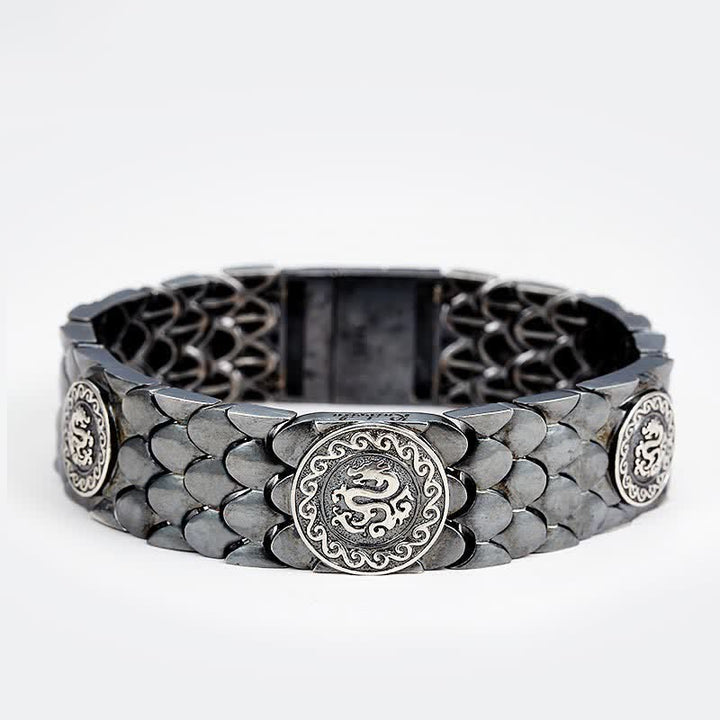 Buddha Stones 925 Sterling Silber Drachenschuppen Glück Erfolg Armband Armreif