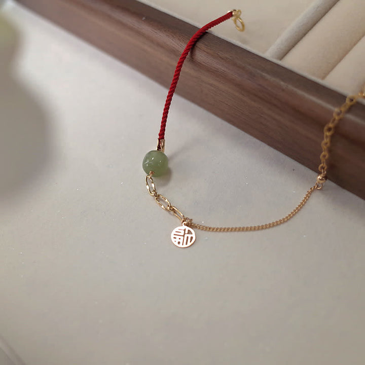 Buddha Stones Perlen-Jade-Glücks-Kettenarmband
