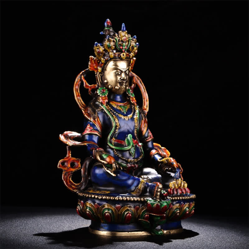 Gelbe Jambhala Bodhisattva Figur Serenity Kupfer Statue Heimdekoration