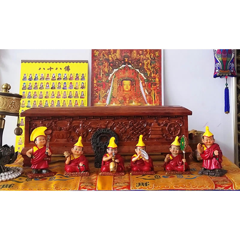Buddha Stones, handbemalt, tibetische Lama-Figuren, geschnitzt, kreative Dekoration für Zuhause, Büro, Auto