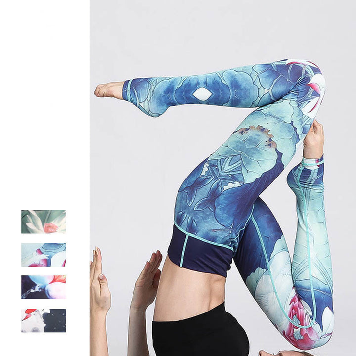 Buddha Stones Lotus Flower Print Design Hose Sport Fitness Yoga Leggings Damen Yogahose