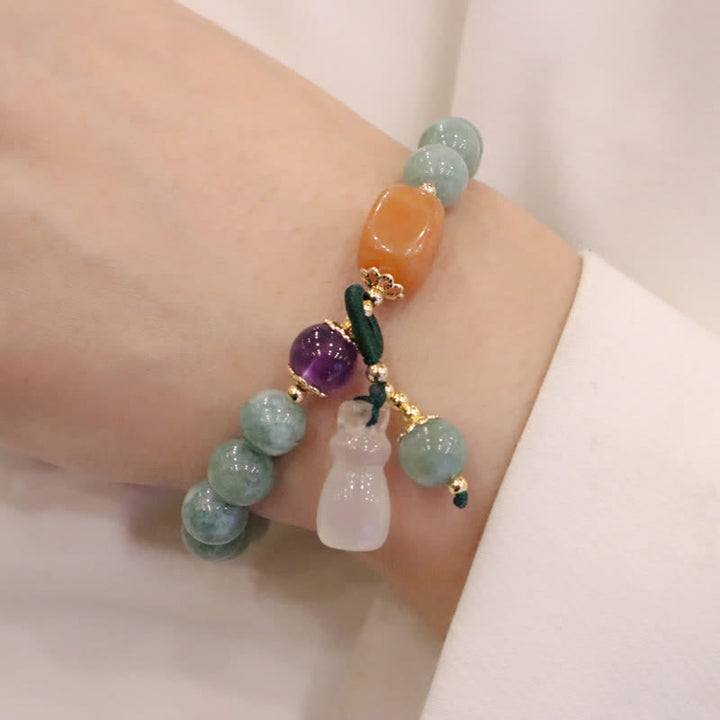 Cyan Jade Lotus Kürbis Wunsch Frieden Schnalle Amethyst Kristall Heilung Armband