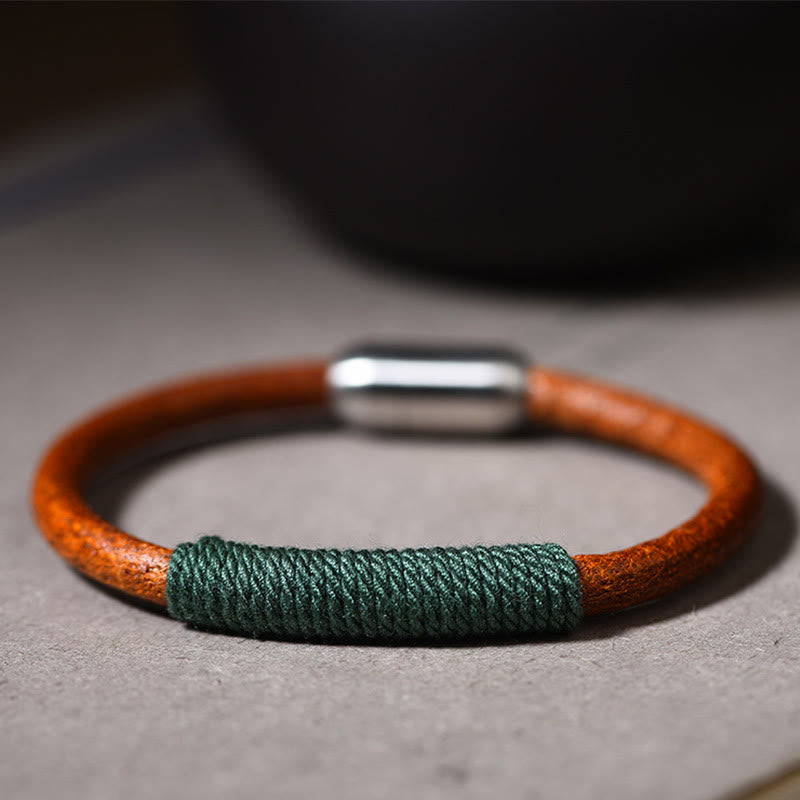 Armband mit Buddha Stonesn, tibetischem Leder, handgefertigt, fünf Elemente, Glücksgeflecht, Schnalle