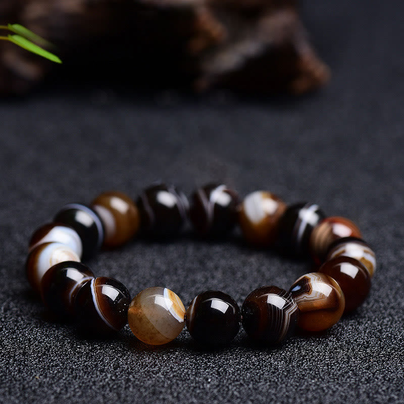 Tibetisches Sardonyx-Happiness-Positive-Armband mit Buddha Stonesn