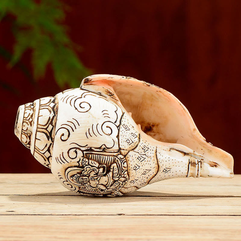 Tibetische handgemachte gravierte Shankha Buddha Avalokitesvara Conch Shell Reichtum Dekoration