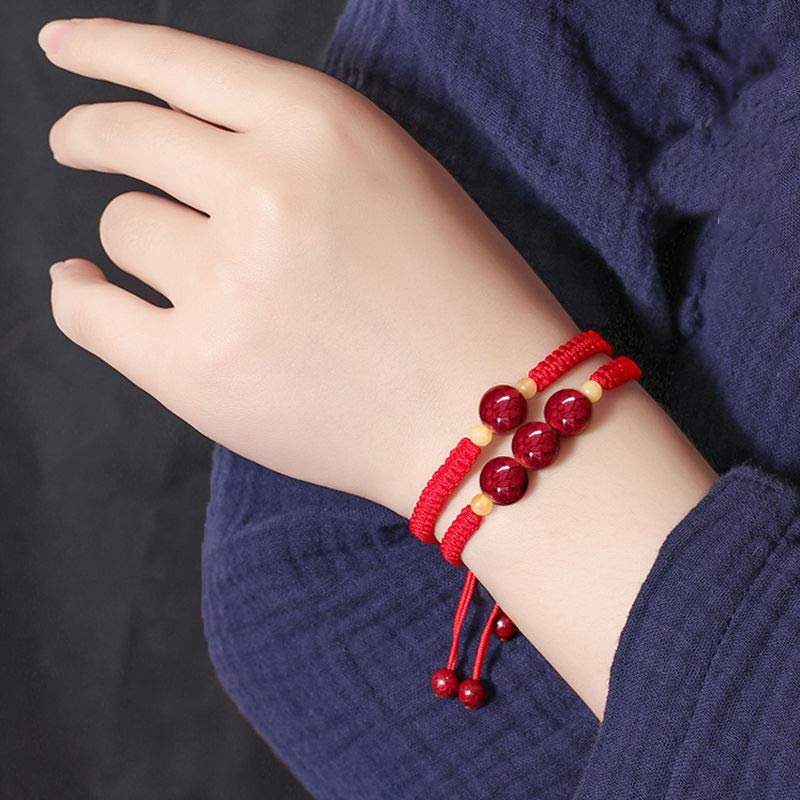 Buddha Stones Cinnabar Blessing Rotes Schnurarmband für Kinder