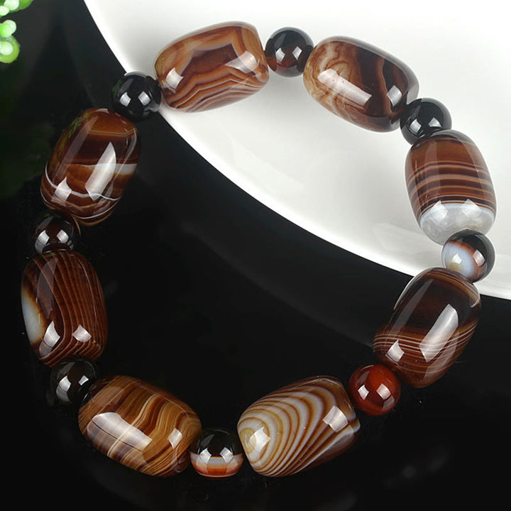 Buddha Stones Natürliches Sardonyx Courage Happiness Armband