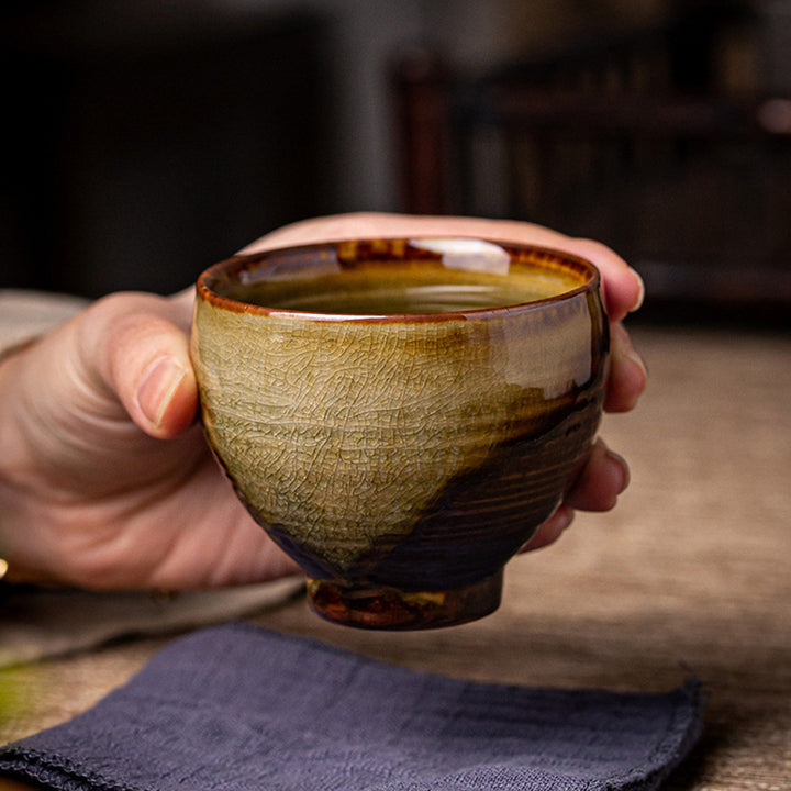 Buddha Stones Retro Brown Kiln Change Keramik Teetasse Kung Fu Teetasse