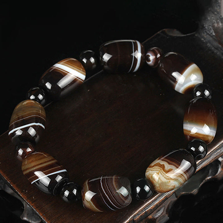 Buddha Stones Natürliches Sardonyx Courage Happiness Armband